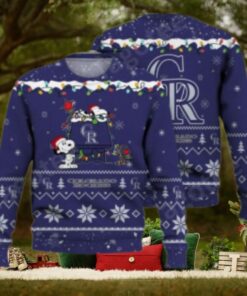 Snoopy Decorating Tree Colorado Rockies Ugly Christmas Sweater
