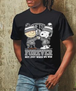 Snoopy Fist Bump Charlie Brown Brooklyn Nets Forever Not Just When We Win Shirt