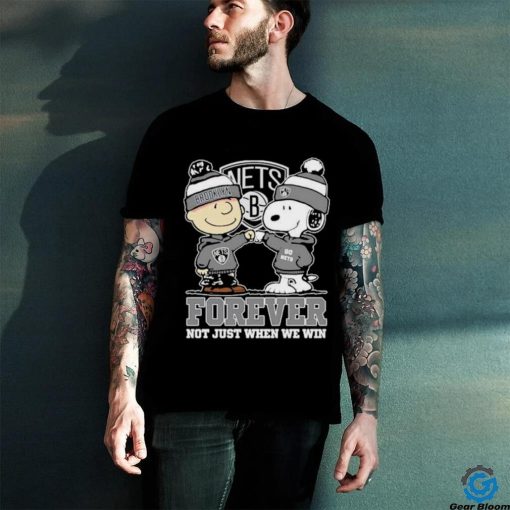Snoopy Fist Bump Charlie Brown Brooklyn Nets Forever Not Just When We Win Shirt