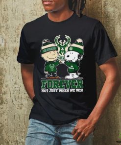 Snoopy Fist Bump Charlie Brown Milwaukee Bucks Forever Not Just When We Win Shirt