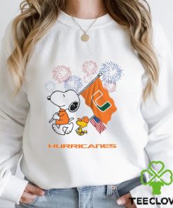 Snoopy Football Happy 4th Of July Miami Hurricanes Shirt