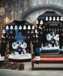 Snoopy High Five Dodgers Black Ugly Christmas Sweater