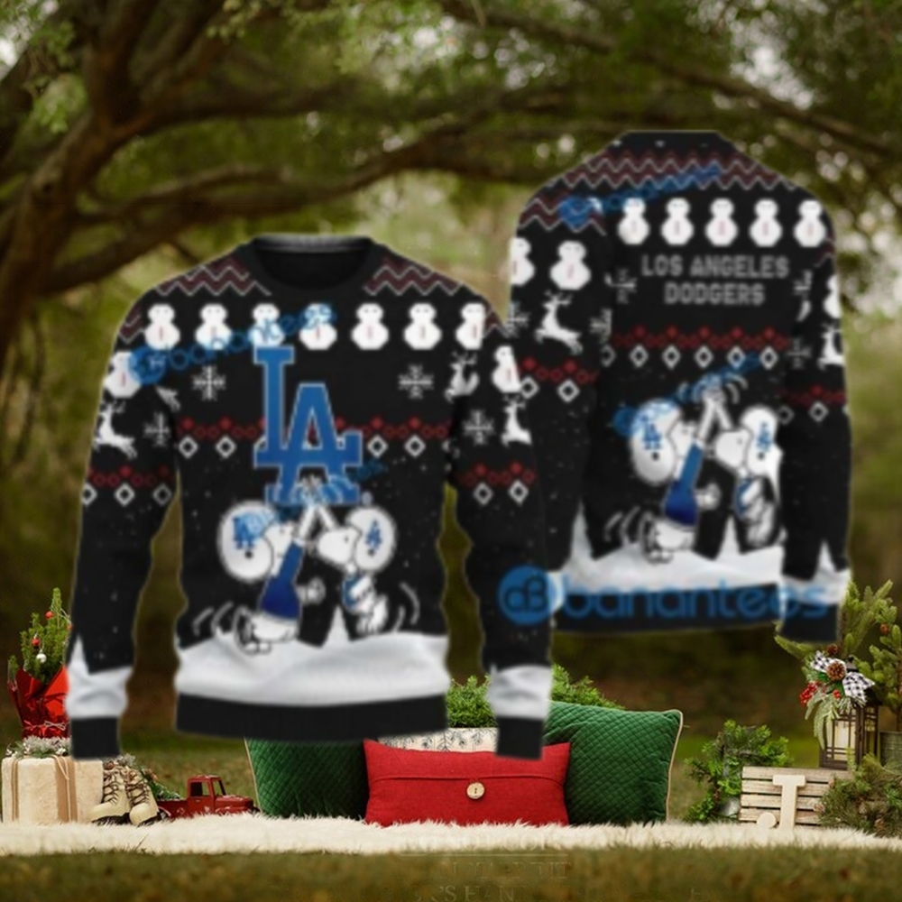 Snoopy High Five Dodgers Black Ugly Christmas Sweater Snoopy High Five Dodgers Black Ugly Christmas Sweater