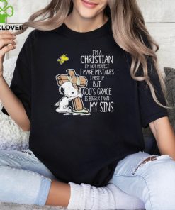 Snoopy I’m a Christian I’m not perfect I make mistakes I mess up but god’s grace shirt