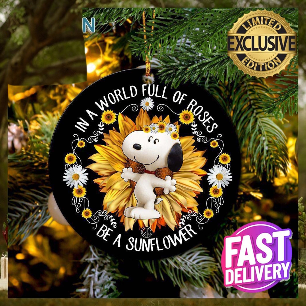 Snoopy In A World Full Of Roses Christmas Decorations Ornament Snoopy In A World Full Of Roses Christmas Decorations Ornament