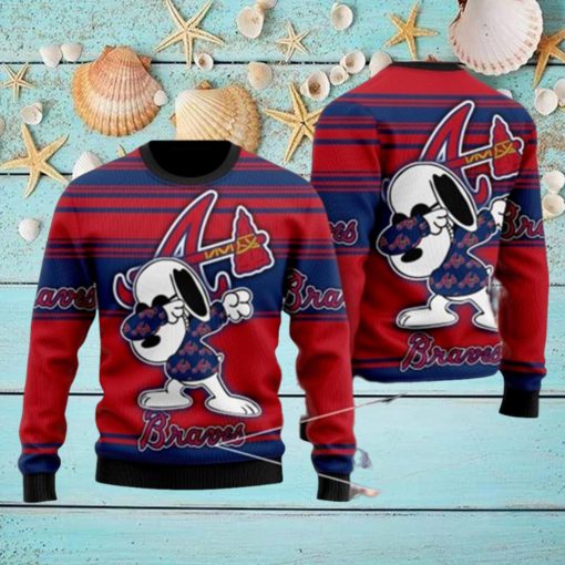 Snoopy Love Atlanta Braves For Baseball MLB Fans Ugly Christmas Sweater