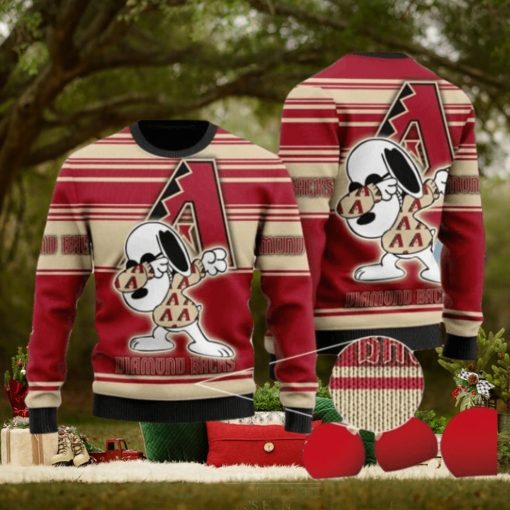 Snoopy Love Diamondbacks For Baseball Fans Knitted Ugly Christmas Sweater