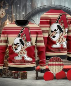 Snoopy Love Diamondbacks For Baseball Fans Knitted Ugly Christmas Sweater