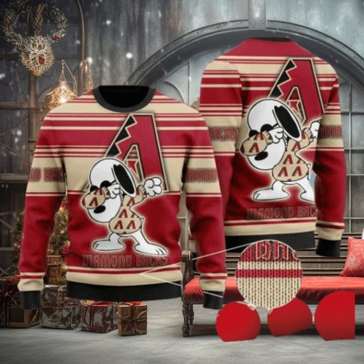 Snoopy Love Diamondbacks For Baseball Fans Knitted Ugly Christmas Sweater