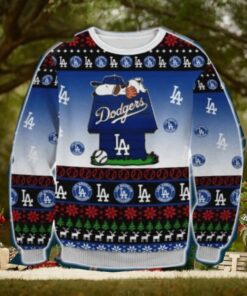 Snoopy On Doghouse Dodgers Ugly Christmas Sweater