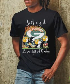 Snoopy Peanuts Just A Girl Who Loves Fall And Green Bay Packers Shirt