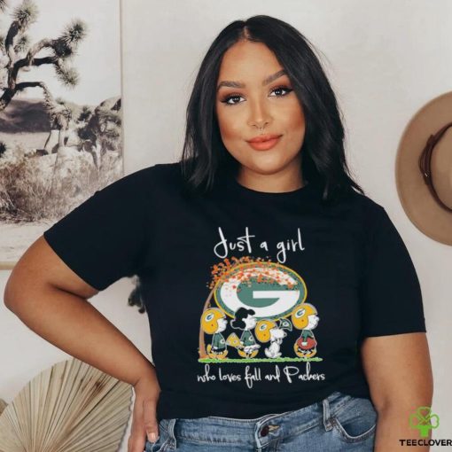 Snoopy Peanuts Just A Girl Who Loves Fall And Green Bay Packers Shirt