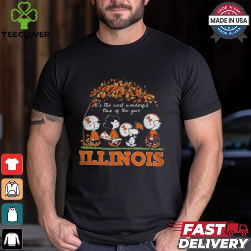 Snoopy Peanuts X Illinois Fighting Illini Fall It’S The Most Beautiful Time Of The Year Shirt