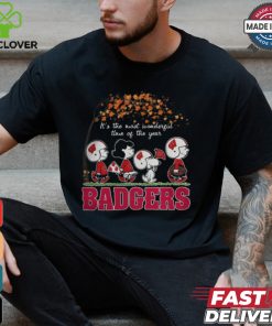 Snoopy Peanuts X Wisconsin Badgers Fall It'S The Most Beautiful Time Of The Year Shirt