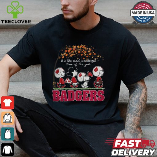 Snoopy Peanuts X Wisconsin Badgers Fall It’S The Most Beautiful Time Of The Year Shirt