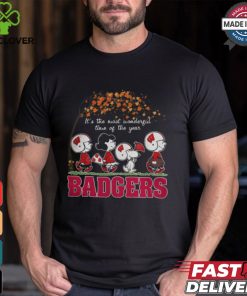 Snoopy Peanuts X Wisconsin Badgers Fall It'S The Most Beautiful Time Of The Year Shirt