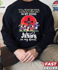 Snoopy Ravens In My Veins Jesus In My Heart Moon Shirt