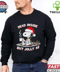 Snoopy Santa hat dead inside but jolly AF Christmas shirt