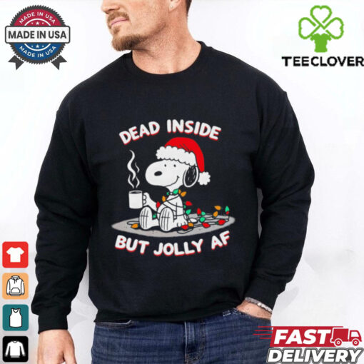 Snoopy Santa hat dead inside but jolly AF Christmas shirt