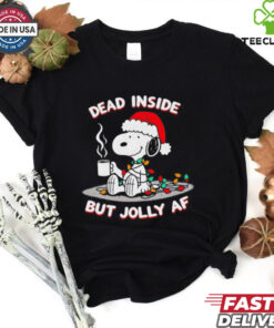 Snoopy Santa hat dead inside but jolly AF Christmas shirt