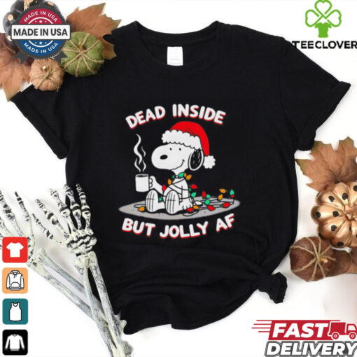 Snoopy Santa hat dead inside but jolly AF Christmas shirt
