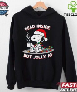 Snoopy Santa hat dead inside but jolly AF Christmas shirt