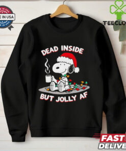 Snoopy Santa hat dead inside but jolly AF Christmas shirt