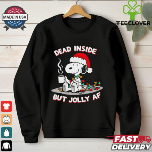 Snoopy Santa hat dead inside but jolly AF Christmas shirt