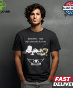 Snoopy Sometimes I Need To Be Alone And Listen To Aerosmith Logo shirt