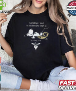 Snoopy Sometimes I Need To Be Alone And Listen To Bon Jovi Logo shirt