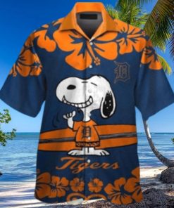 Snoopy Surfboards Hibiscus Detroit Tigers Hawaiian Shirt