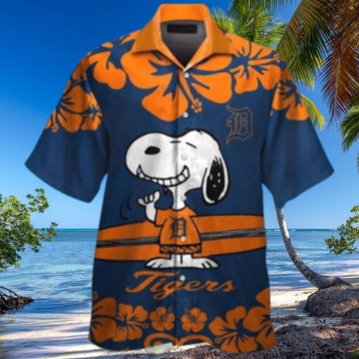 Snoopy Surfboards Hibiscus Detroit Tigers Hawaiian Shirt