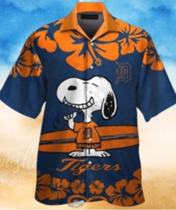 Snoopy Surfboards Hibiscus Detroit Tigers Hawaiian Shirt