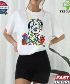Snoopy Tangled in Christmas Lights shirt