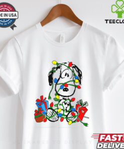 Snoopy Tangled in Christmas Lights shirt