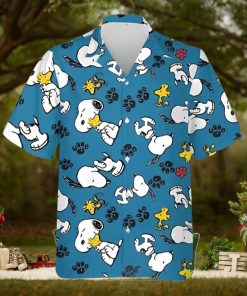 Snoopy With Woodstock Paws Peanuts Funny Hawaii Shirt