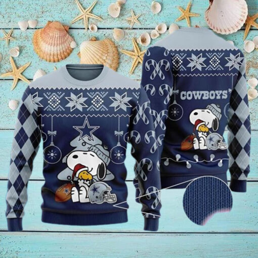 Snoopy Woodstock Dallas Cowboys Christmas Ugly Sweater