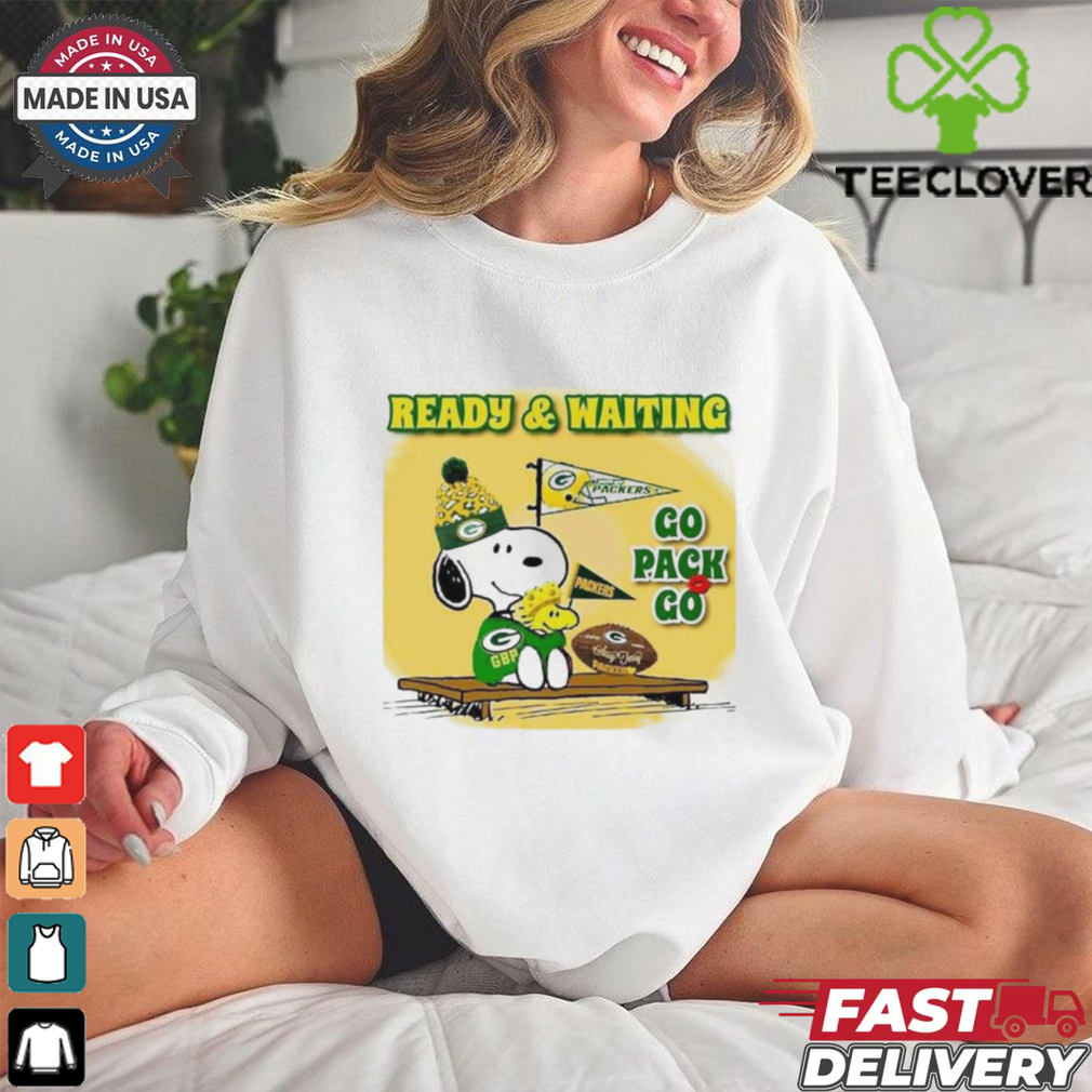 Snoopy Woodstock shirt ready and waiting Green Bay Packers go Packs go shirt for women Snoopy Woodstock shirt ready and waiting Green Bay Packers go Packs go shirt for women