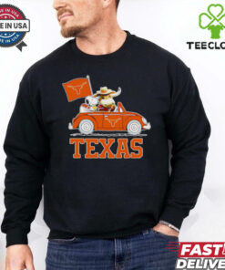 Snoopy and Bevo driving car Texas Longhorns shirt
