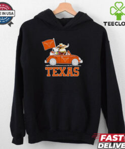 Snoopy and Bevo driving car Texas Longhorns shirt