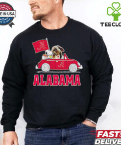 Snoopy and Big Al driving car let’s go Alabama Crimson Tide shirt