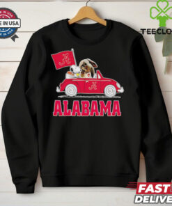 Snoopy and Big Al driving car let’s go Alabama Crimson Tide shirt