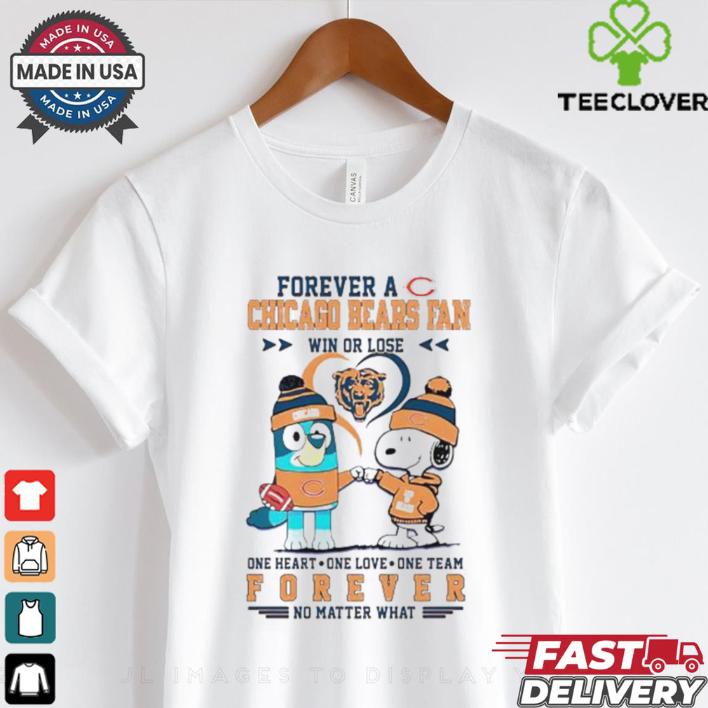 Snoopy and Bluey forever a Chicago Bears fan win or lose shirt Snoopy and Bluey forever a Chicago Bears fan win or lose shirt