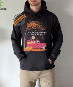 Snoopy and Charlie Brown Driving Car Philadelphia Phillies Fall Is The Most Wonderful Time Of The Year shirt