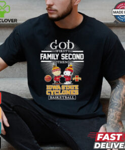 Snoopy and Charlie Brown God First Family Second Then Iowa State Cyclones Basketball shirt