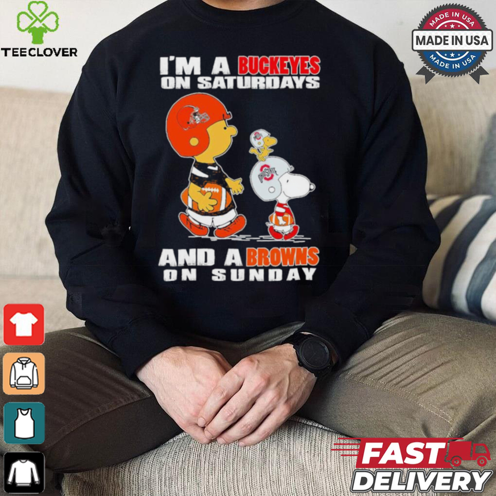 Snoopy and Charlie Brown I’m a Ohio State Buckeyes on saturdays and a Browns on sunday 2024 shirt Snoopy and Charlie Brown I’m a Ohio State Buckeyes on saturdays and a Browns on sunday 2024 shirt