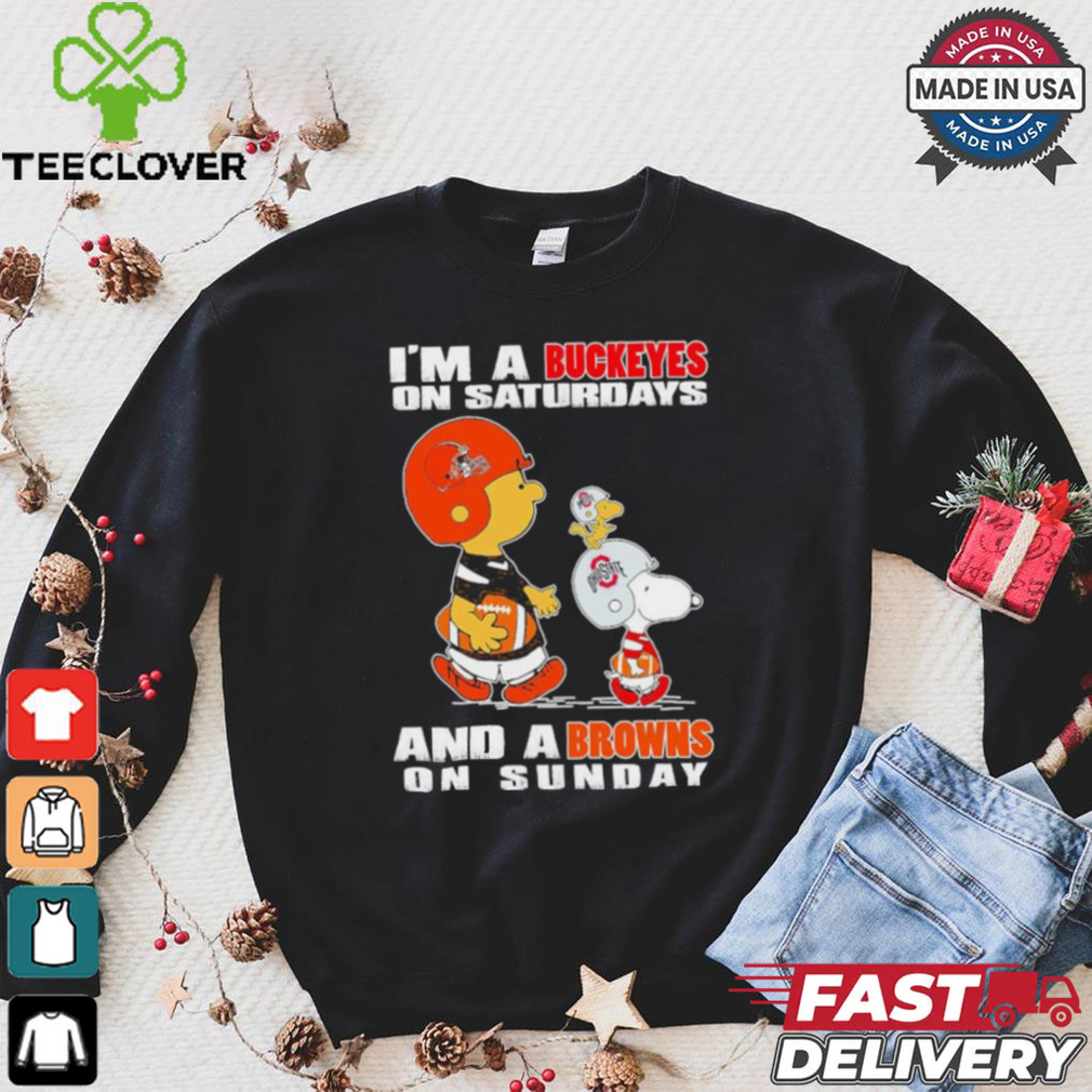 Snoopy and Charlie Brown I’m a Ohio State Buckeyes on saturdays and a Browns on sunday 2024 shirt Snoopy and Charlie Brown I’m a Ohio State Buckeyes on saturdays and a Browns on sunday 2024 shirt