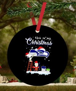 Snoopy and Charlie Brown Santa Seattle Seahawks this is my Christmas ornament