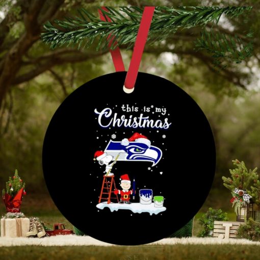 Snoopy and Charlie Brown Santa Seattle Seahawks this is my Christmas ornament