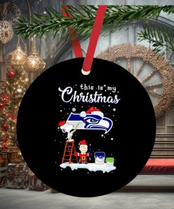 Snoopy and Charlie Brown Santa Seattle Seahawks this is my Christmas ornament